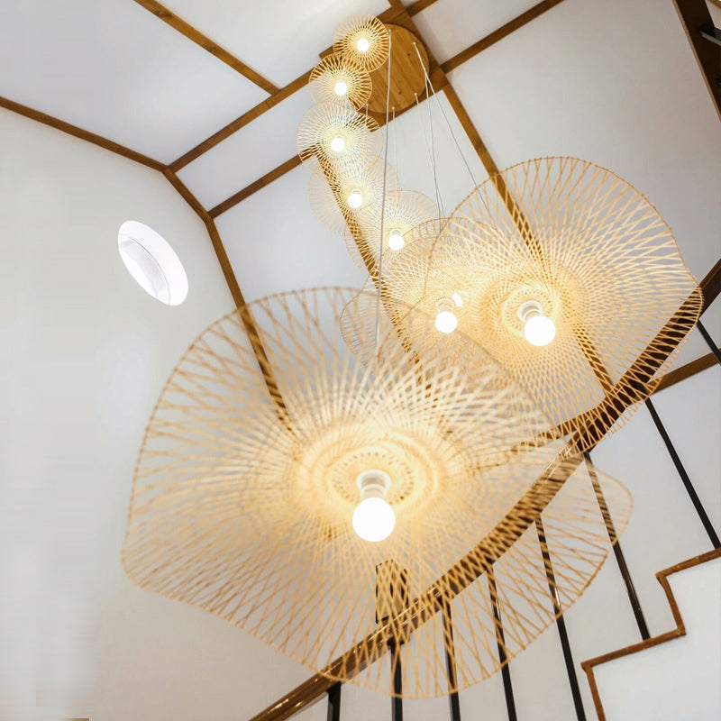 Bamboo Pendant Lamp: Japanese Fisherman Hat Style Art Deco Design For Restaurants