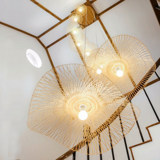 Bamboo Pendant Lamp: Japanese Fisherman Hat Style Art Deco Design For Restaurants