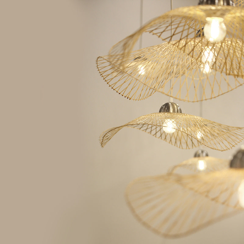 Bamboo Pendant Lamp: Japanese Fisherman Hat Style Art Deco Design For Restaurants