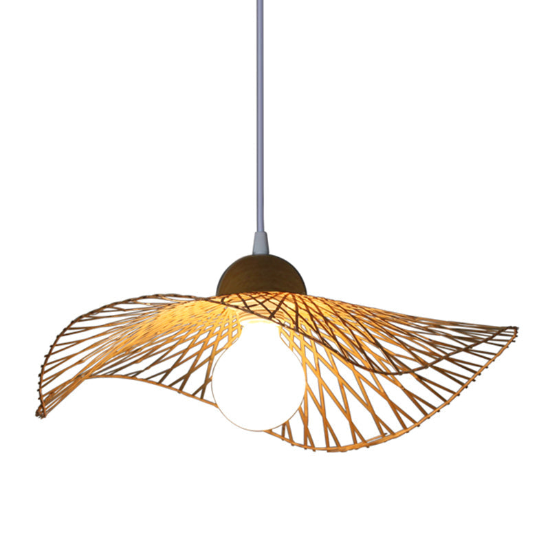 Bamboo Pendant Lamp: Japanese Fisherman Hat Style Art Deco Design For Restaurants