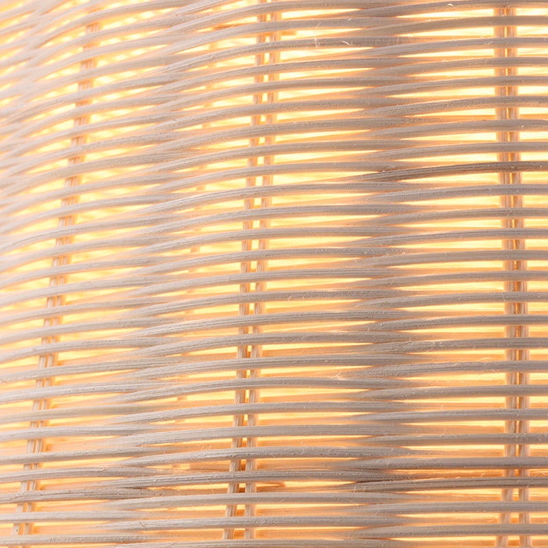 Hand-Woven Bamboo Bell-Shaped Pendant Light With Asian Rattan Shade And 59 Hanging Wire