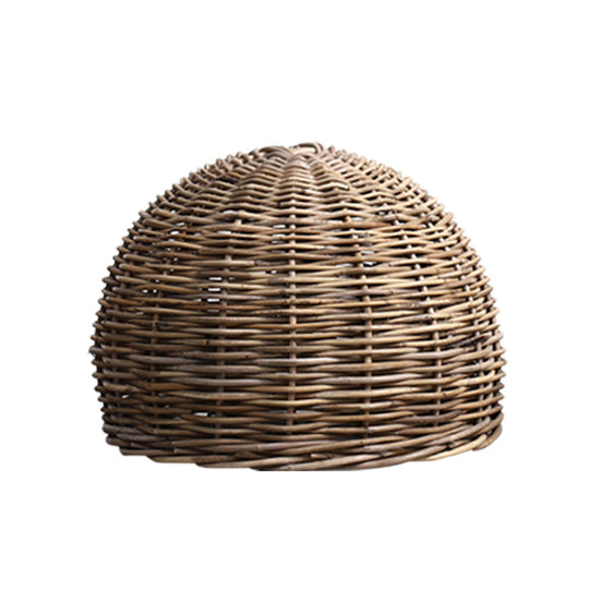 Retro Hand-Woven Rattan Bird Nest Shade Coffee Shop Hanging Light Fixture