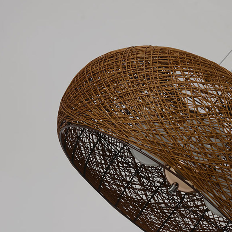 Hand-Woven Rattan Pendant Lights: 3-Light Suspension Lamp In Beige With 47 Hanging Cord - Ideal For