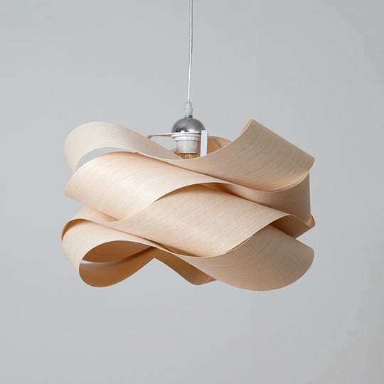 Sleek Wooden Veneer Suspension Pendant Light - Modern Simplicity Style For Restaurants & Coffee