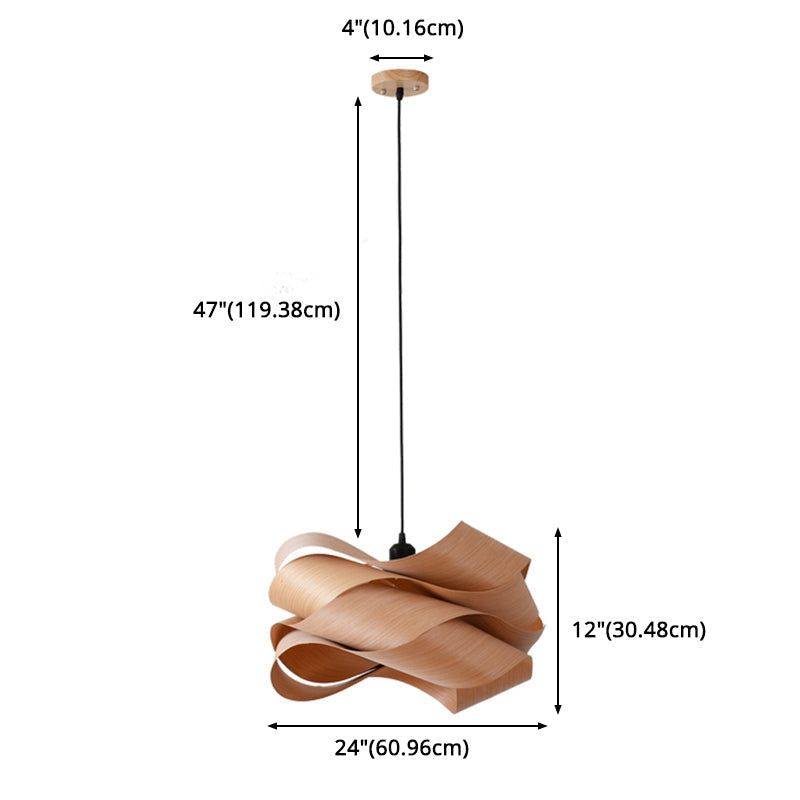 Sleek Wooden Veneer Suspension Pendant Light - Modern Simplicity Style For Restaurants & Coffee