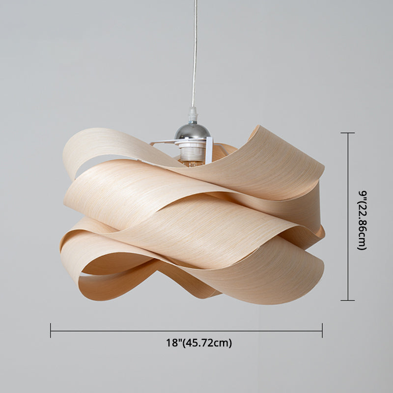 Sleek Wooden Veneer Suspension Pendant Light - Modern Simplicity Style For Restaurants & Coffee