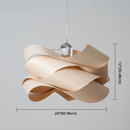 Sleek Wooden Veneer Suspension Pendant Light - Modern Simplicity Style For Restaurants & Coffee