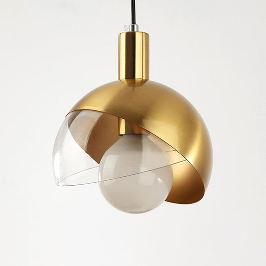 Modern Metal Pendant Light With Glass Orb Shade - Stylish Hanging Lamp In Gold