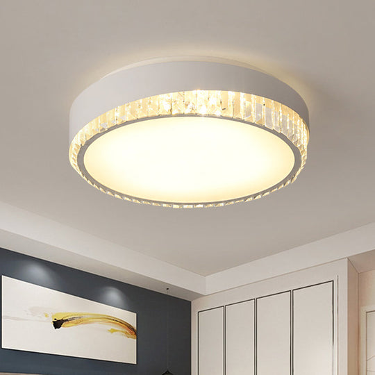Round Crystal LED Flush Mount Ceiling Light for Bedroom - 16.5"/20.5" White with Adjustable Warm, White and 3 Color Lighting Options