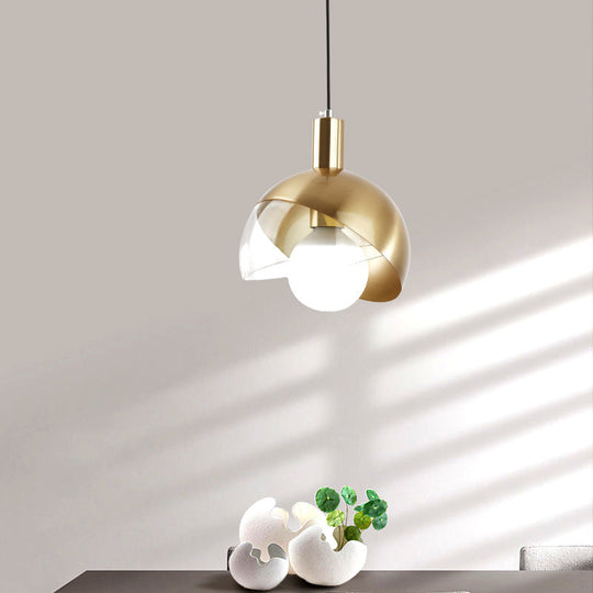 Modern Metal Pendant Light With Glass Orb Shade - Stylish Hanging Lamp In Gold