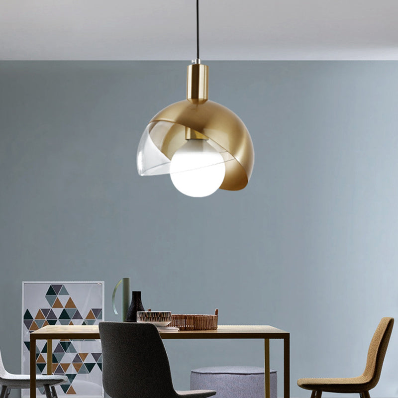 Modern Metal Pendant Light With Glass Orb Shade - Stylish Hanging Lamp In Gold