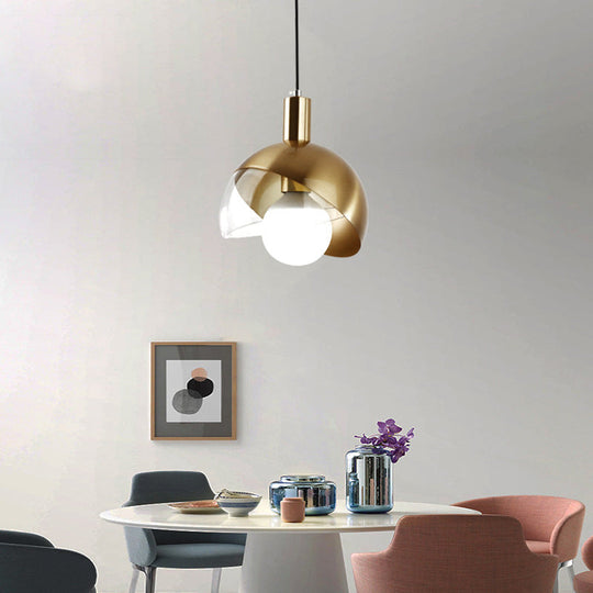 Modern Metal Pendant Light With Glass Orb Shade - Stylish Hanging Lamp In Gold