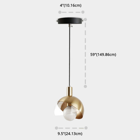 Modern Metal Pendant Light With Glass Orb Shade - Stylish Hanging Lamp In Gold