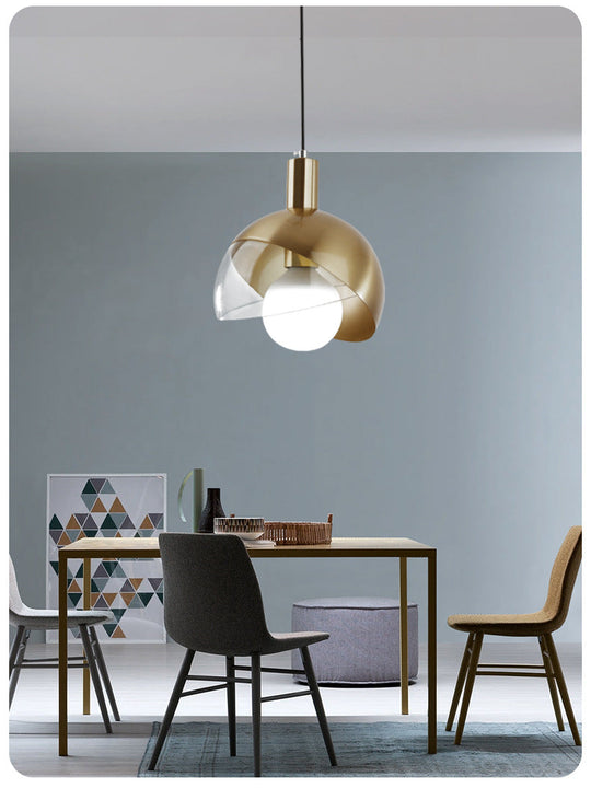 Modern Metal Pendant Light With Glass Orb Shade - Stylish Hanging Lamp In Gold