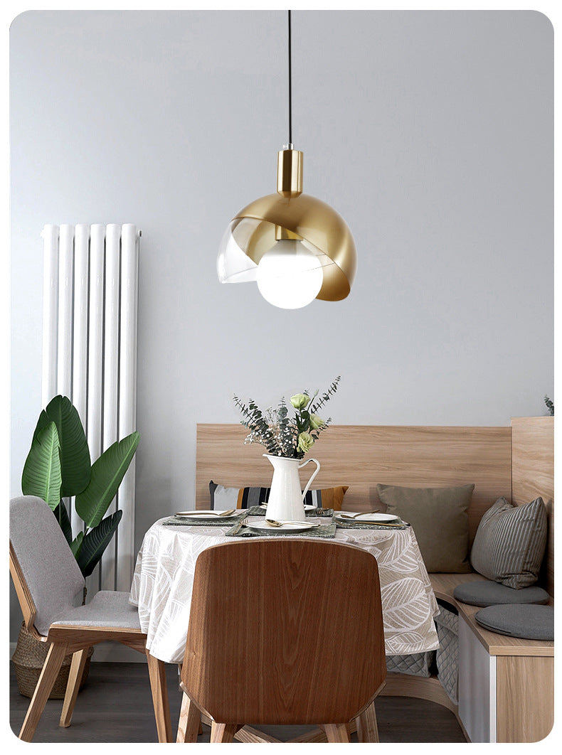 Modern Metal Pendant Light With Glass Orb Shade - Stylish Hanging Lamp In Gold
