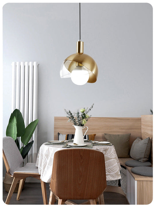 Modern Metal Pendant Light With Glass Orb Shade - Stylish Hanging Lamp In Gold