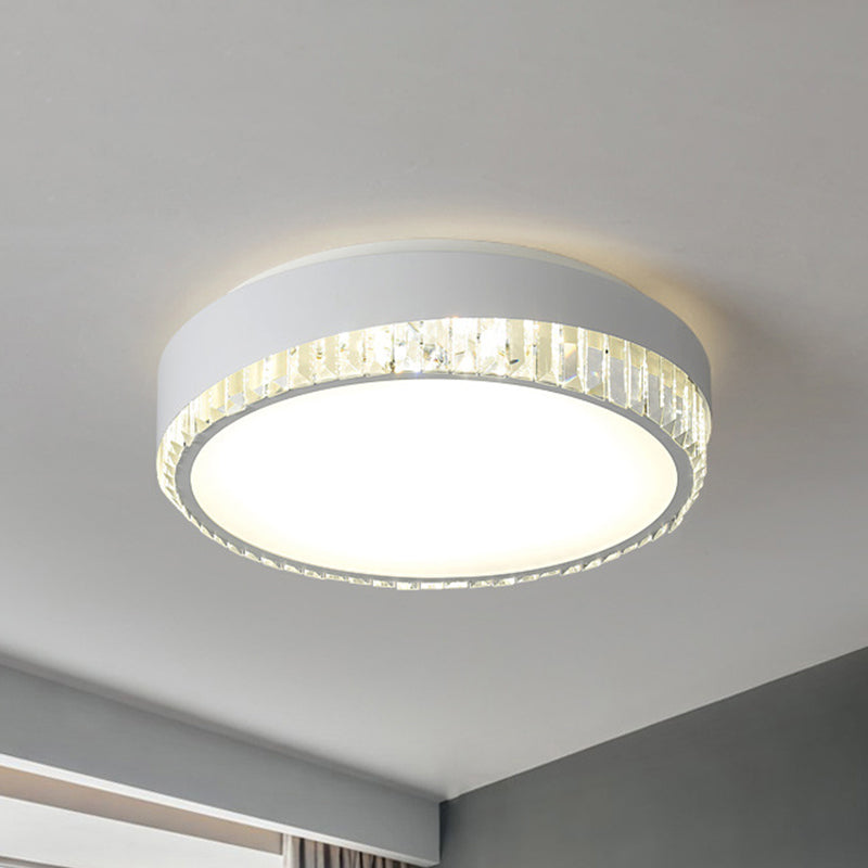 Round Crystal LED Flush Mount Ceiling Light for Bedroom - 16.5"/20.5" White with Adjustable Warm, White and 3 Color Lighting Options