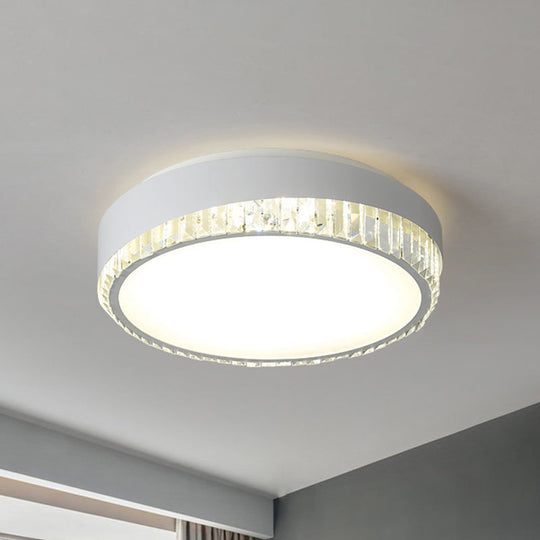 Round Crystal LED Flush Mount Ceiling Light for Bedroom - 16.5"/20.5" White with Adjustable Warm, White and 3 Color Lighting Options