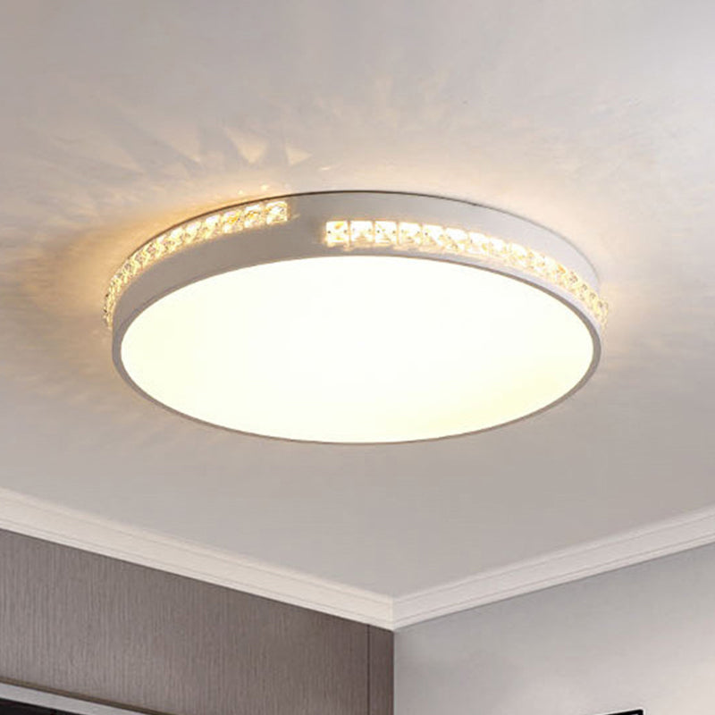 Led Bedroom Ceiling Light Fixture - Gold Flush Mount With Crystal Drum Shade (18/21.5) Warm/3 Color
