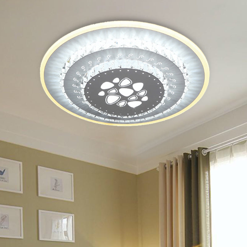 Modern Crystal Ceiling Mount LED Light Fixture for Bedroom - White, Loving Heart/Square/Rose Design with Warm/White/3 Color Light