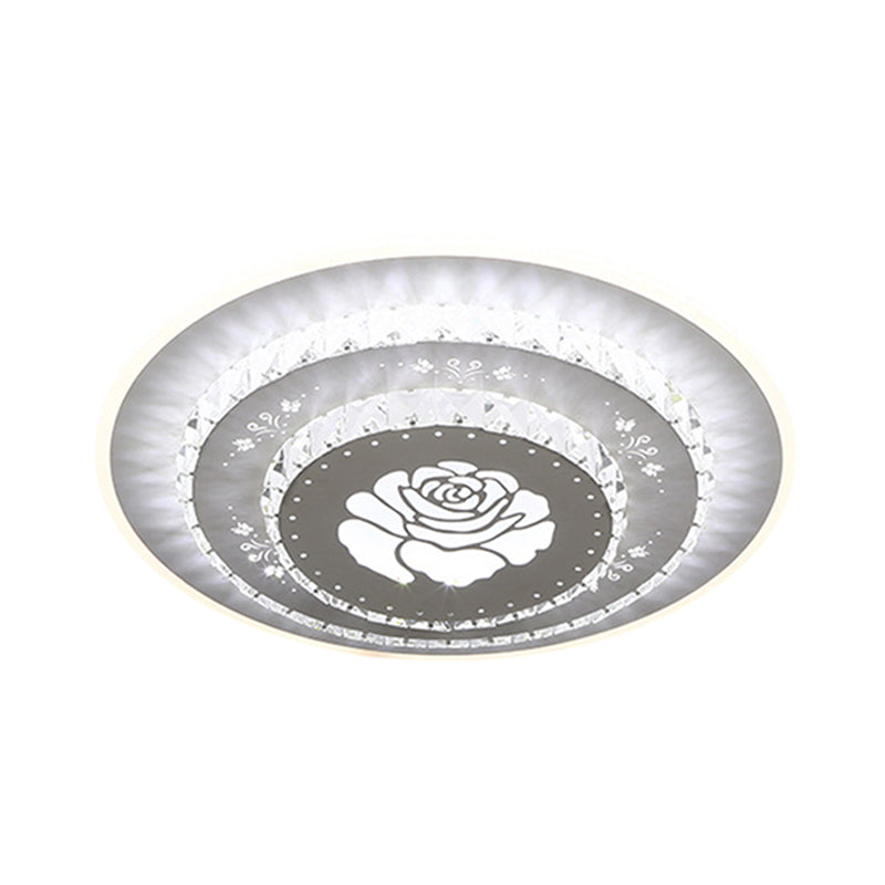 Modern Crystal Ceiling Mount LED Light Fixture for Bedroom - White, Loving Heart/Square/Rose Design with Warm/White/3 Color Light