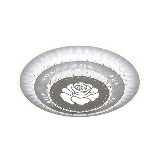 Modern Crystal Ceiling Mount LED Light Fixture for Bedroom - White, Loving Heart/Square/Rose Design with Warm/White/3 Color Light