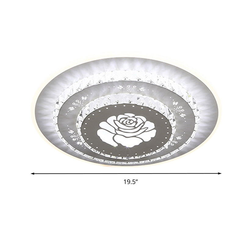 Modern Crystal Ceiling Mount LED Light Fixture for Bedroom - White, Loving Heart/Square/Rose Design with Warm/White/3 Color Light