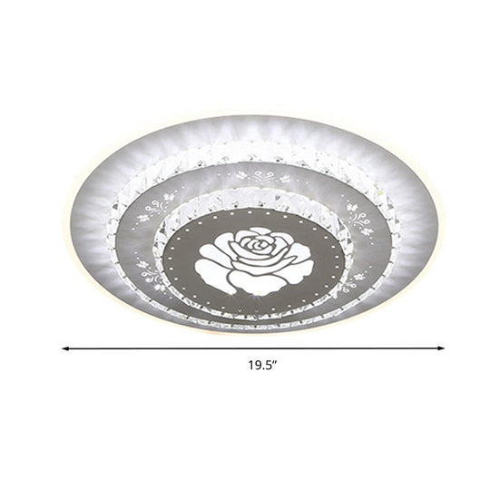 Modern Crystal Ceiling Mount Led Light Fixture For Bedroom - White Loving Heart/Square/Rose Design