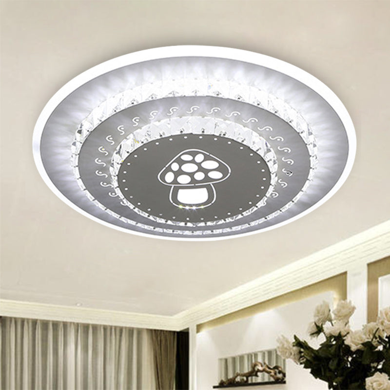 Modern Crystal Ceiling Mount LED Light Fixture for Bedroom - White, Loving Heart/Square/Rose Design with Warm/White/3 Color Light