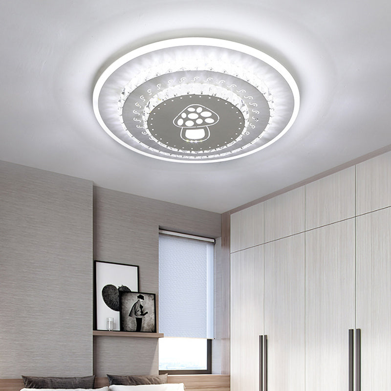 Modern Crystal Ceiling Mount LED Light Fixture for Bedroom - White, Loving Heart/Square/Rose Design with Warm/White/3 Color Light