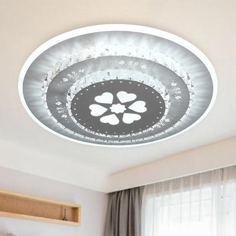 Modern Crystal Ceiling Mount LED Light Fixture for Bedroom - White, Loving Heart/Square/Rose Design with Warm/White/3 Color Light