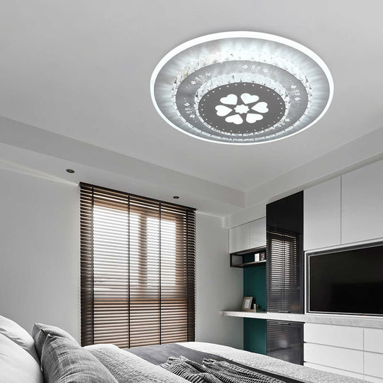 Modern Crystal Ceiling Mount LED Light Fixture for Bedroom - White, Loving Heart/Square/Rose Design with Warm/White/3 Color Light