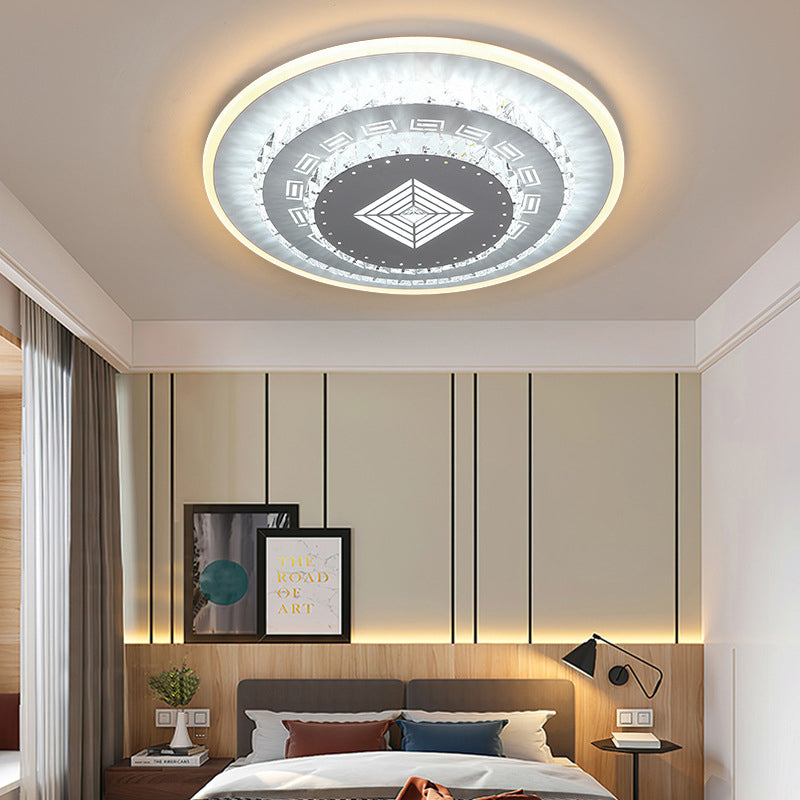 Modern Crystal Ceiling Mount LED Light Fixture for Bedroom - White, Loving Heart/Square/Rose Design with Warm/White/3 Color Light