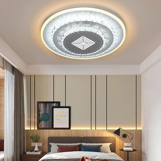 Modern Crystal Ceiling Mount LED Light Fixture for Bedroom - White, Loving Heart/Square/Rose Design with Warm/White/3 Color Light