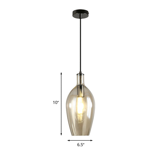 Modern Amber Glass Tulip Pendant Light - Stylish Hanging Ceiling Fixture for Dining Room