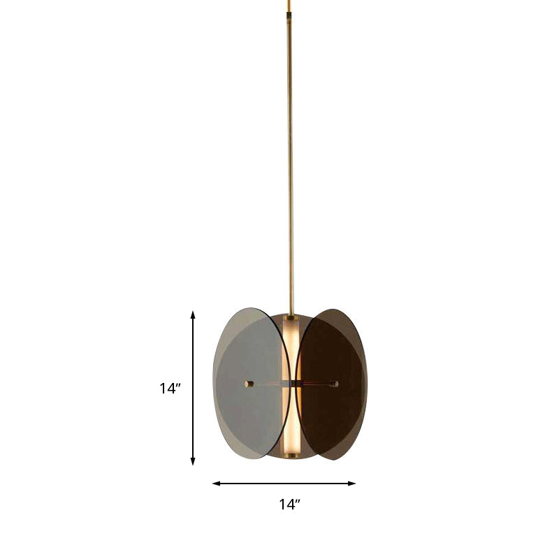 Modern Gold Disc Pendant Light: Sleek Black Glass Hanging Lamp for Living Room