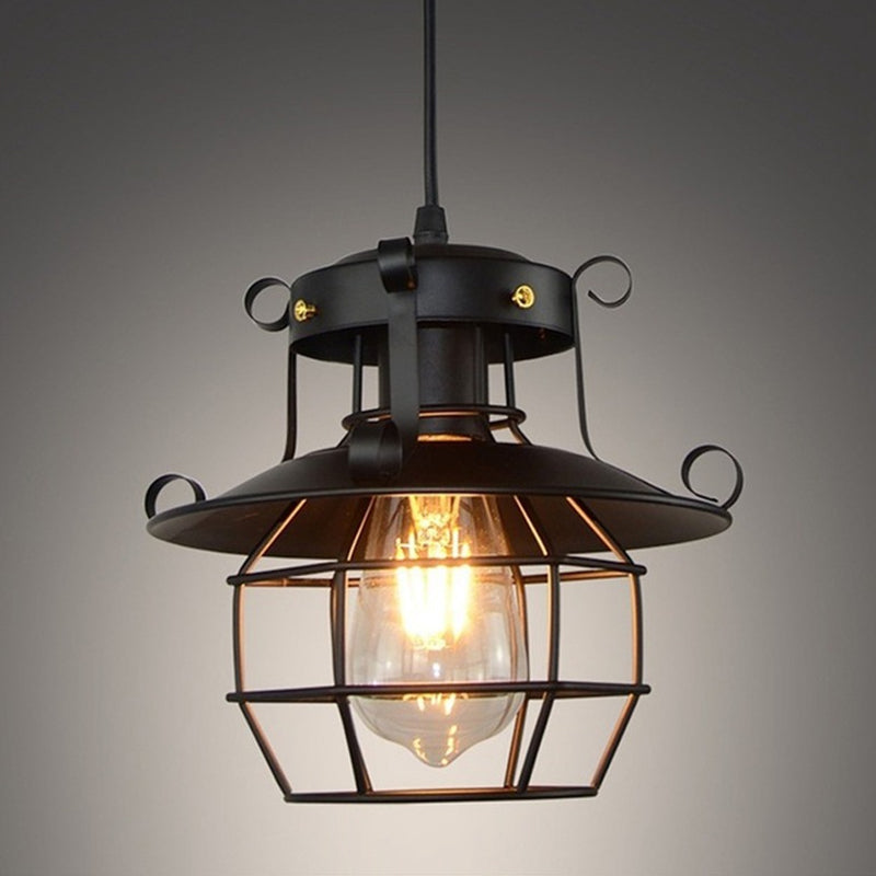 Retro Industrial Metal Cage Hanging Light - Perfect For Coffee Shops