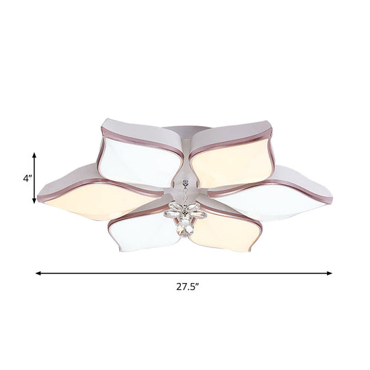 Modern 24.5"/25.5" Flush Mount LED Light with Clear Crystal Accent in Warm/White Light, Petal Design