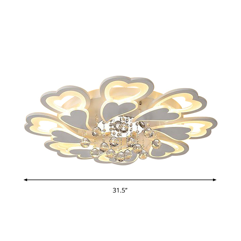 Loving-Heart LED Flush Light in Warm/White Light - Contemporary Acrylic Design - 27"/31.5" Wide