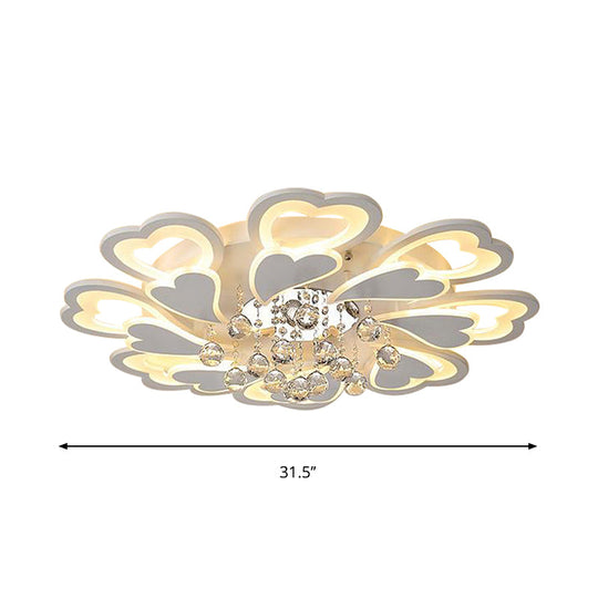 Loving-Heart LED Flush Light in Warm/White Light - Contemporary Acrylic Design - 27"/31.5" Wide