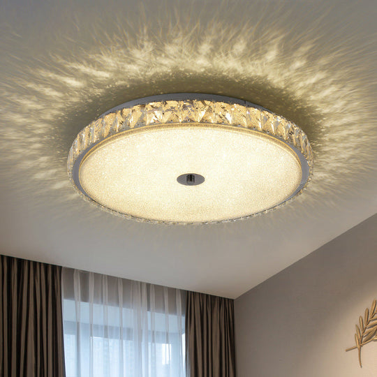 Modern Crystal LED Flush Mount Lamp - 14"/23.5"/31.5" Round Bedroom Ceiling Light with Chrome Finish