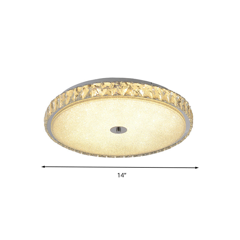 Modern Crystal LED Flush Mount Lamp - 14"/23.5"/31.5" Round Bedroom Ceiling Light with Chrome Finish