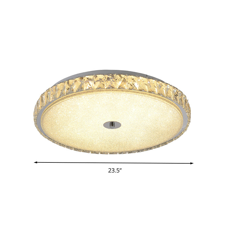 Modern Crystal LED Flush Mount Lamp - 14"/23.5"/31.5" Round Bedroom Ceiling Light with Chrome Finish