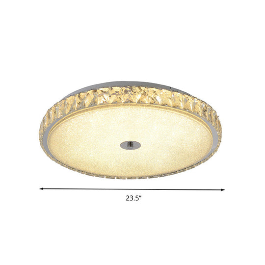 Modern Crystal LED Flush Mount Lamp - 14"/23.5"/31.5" Round Bedroom Ceiling Light with Chrome Finish