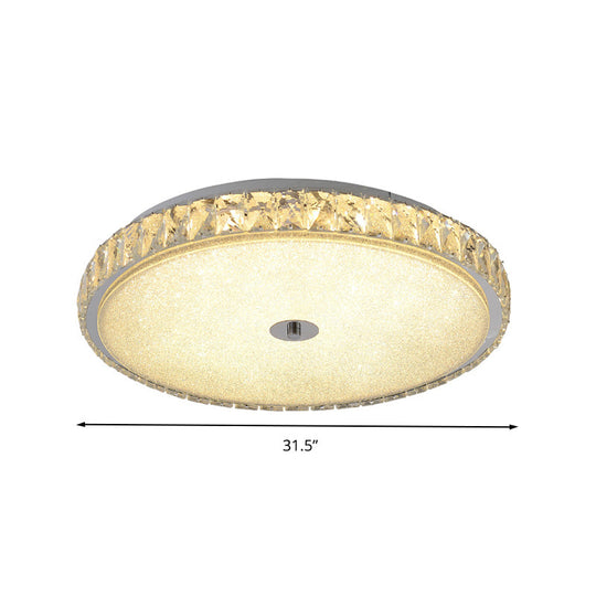 Modern Crystal LED Flush Mount Lamp - 14"/23.5"/31.5" Round Bedroom Ceiling Light with Chrome Finish