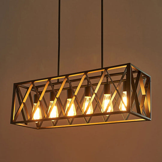 Industrial Black Cross-Framed Pendant Light For Dining Table 6 /