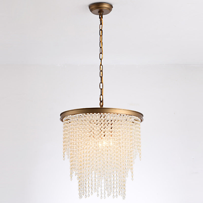 Modern Luxurious Crystal Round Pendant Lamp - 4-Light Cascading Design Ideal For Small Living Rooms
