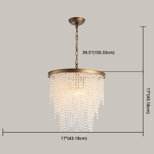 Modern Luxurious Crystal Round Pendant Lamp - 4-Light Cascading Design Ideal For Small Living Rooms