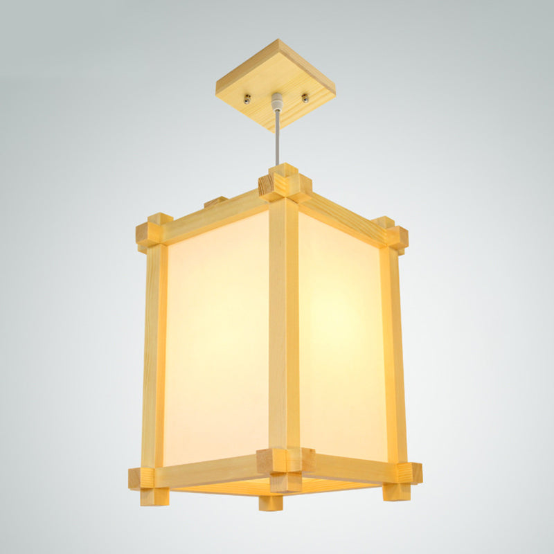 Japanese Wood Pendant Ceiling Light - Natural Finish | Ideal For Restaurants