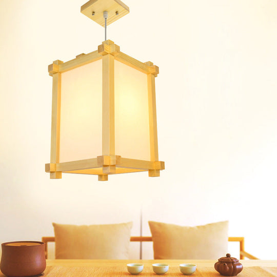 Japanese Wood Pendant Ceiling Light - Natural Finish | Ideal For Restaurants